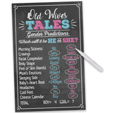 Old Wives Tales Gender Reveal Party Game Poster 11" X 17" Black, Pink & Blue- Boy Or Girl Party Supplies, Activity, Decorations