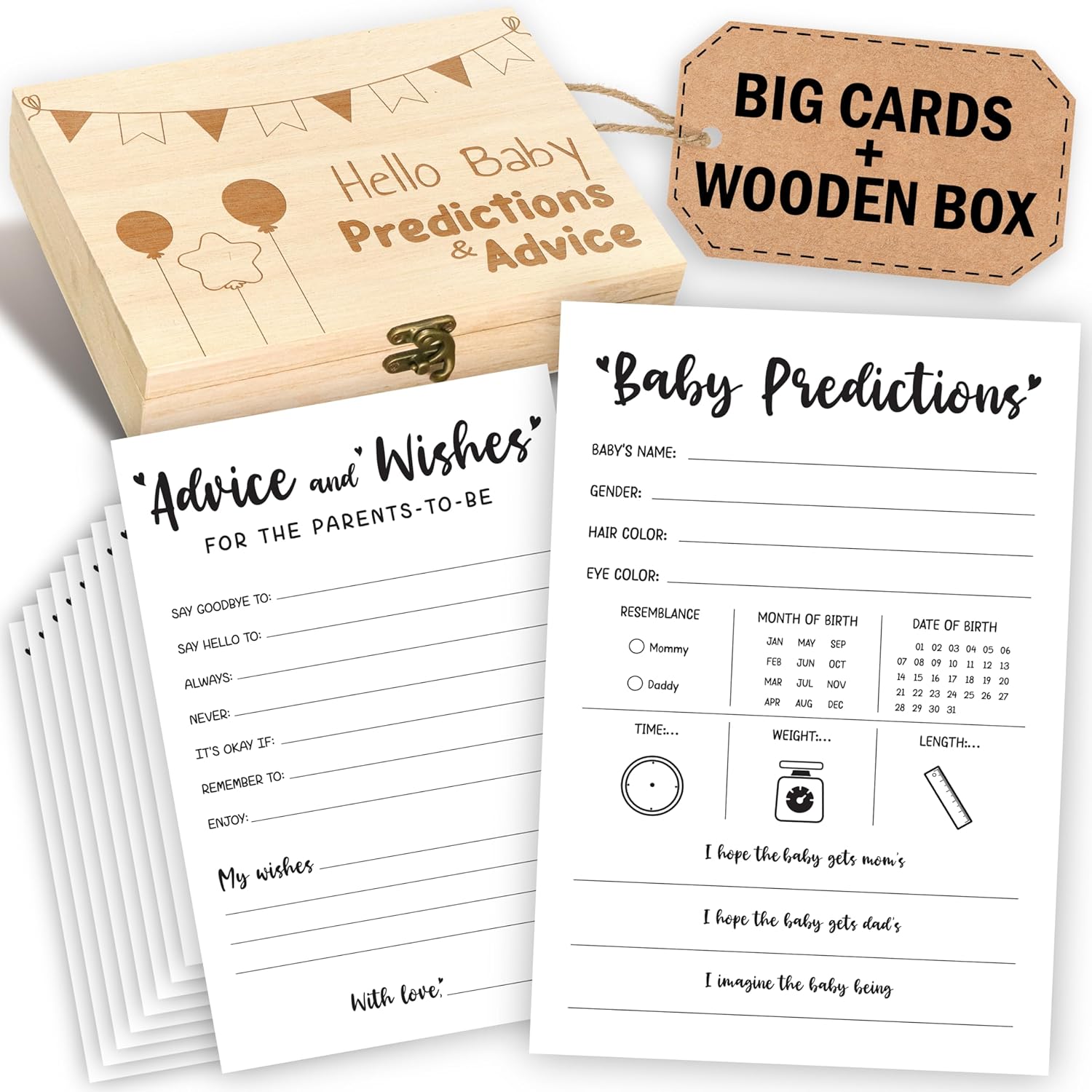 Baby Prediction And Advice Cards For Parents To Be - Advice And Wishes Card Baby Shower Game, Funny Party Games Guessing Activities (5X7)