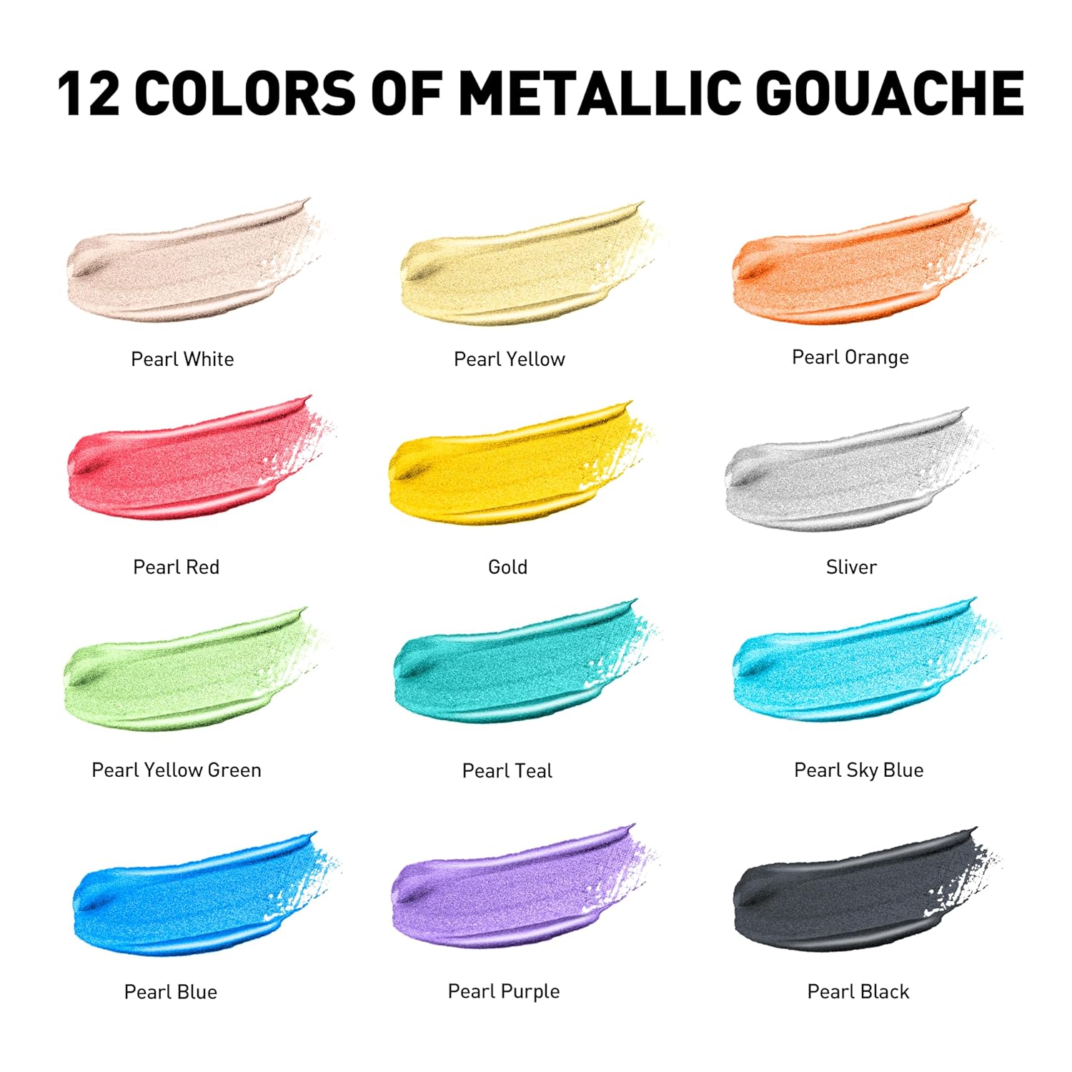 Metallic Jelly Gouache Paint Set, 12 Colors 12G, Jelly Cup Design, Travel Carry, Gouache Paint Non Toxic For Canvas And Paper, Art Supplies For Professionals And Beginner
