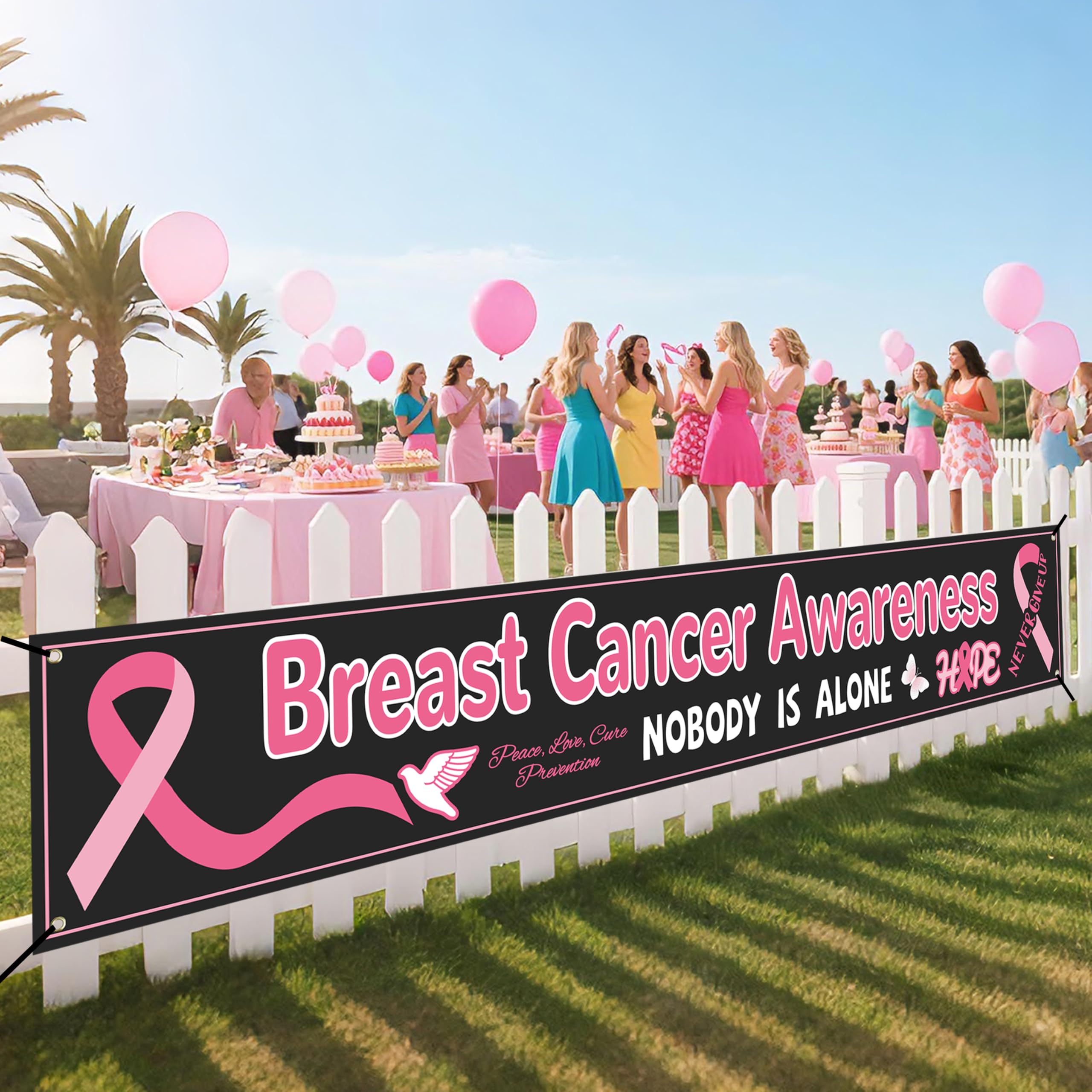 Breast Cancer Awareness Banner - Party Decor Backdrop Outdoor Yard Sign