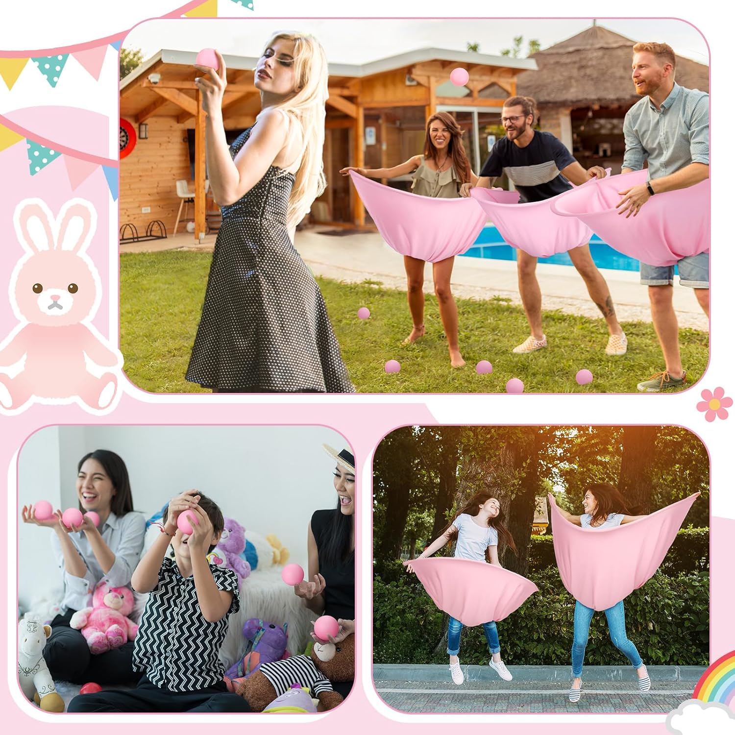 4Sets Baby Shower Games Bridal Shower Games Funny Activities Balls Included Funniest Baby Game Ever For Boy Or Girl How Many Plushies Can You Catch In Your Diaper (Pink)