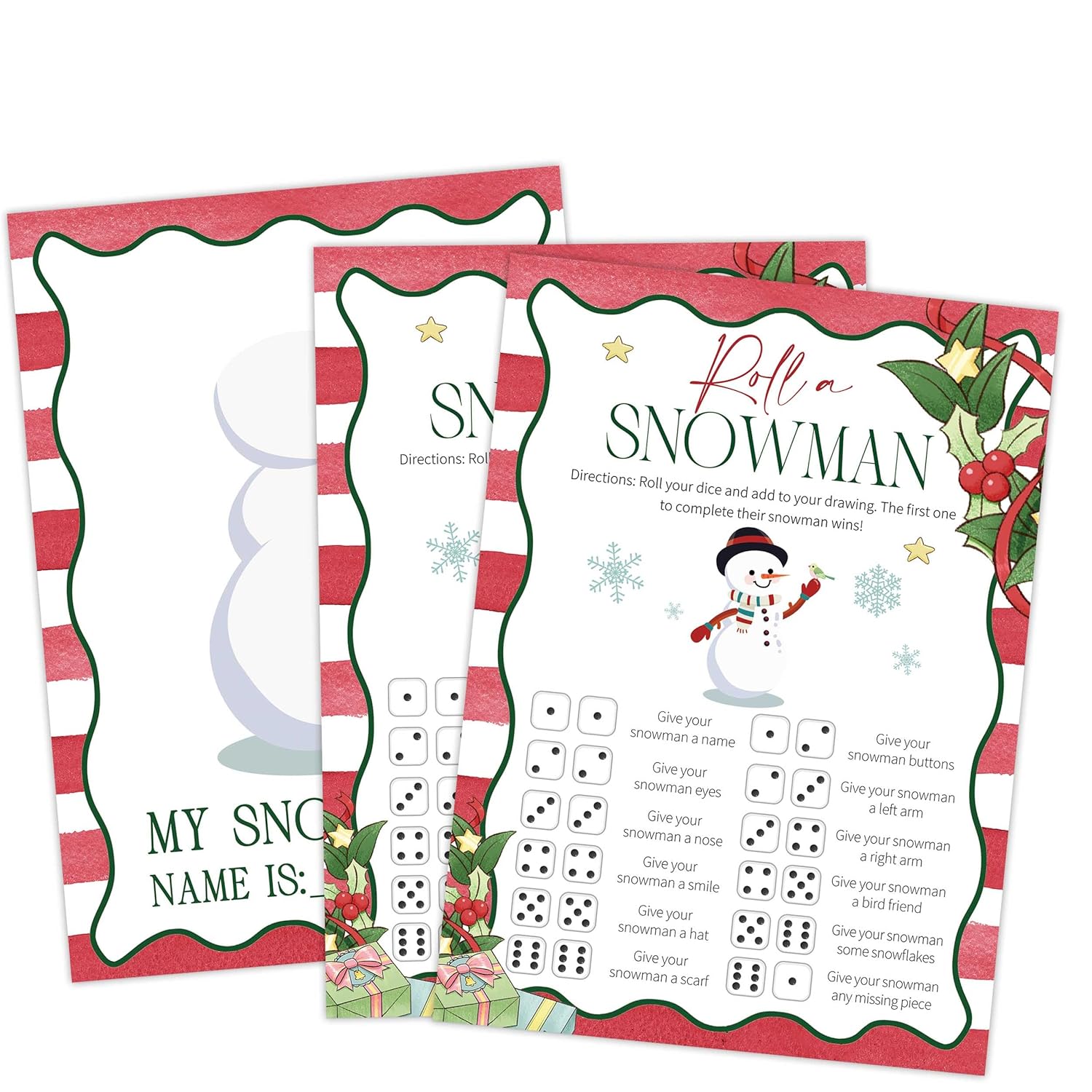 Roll A Snowman Game, Christmas Party Games And Decorations, Christmas Games For Adults And Large Groups-25 Players, Holiday Classroom Game, Winter Holiday Xmas Activities Family Party Game, 01