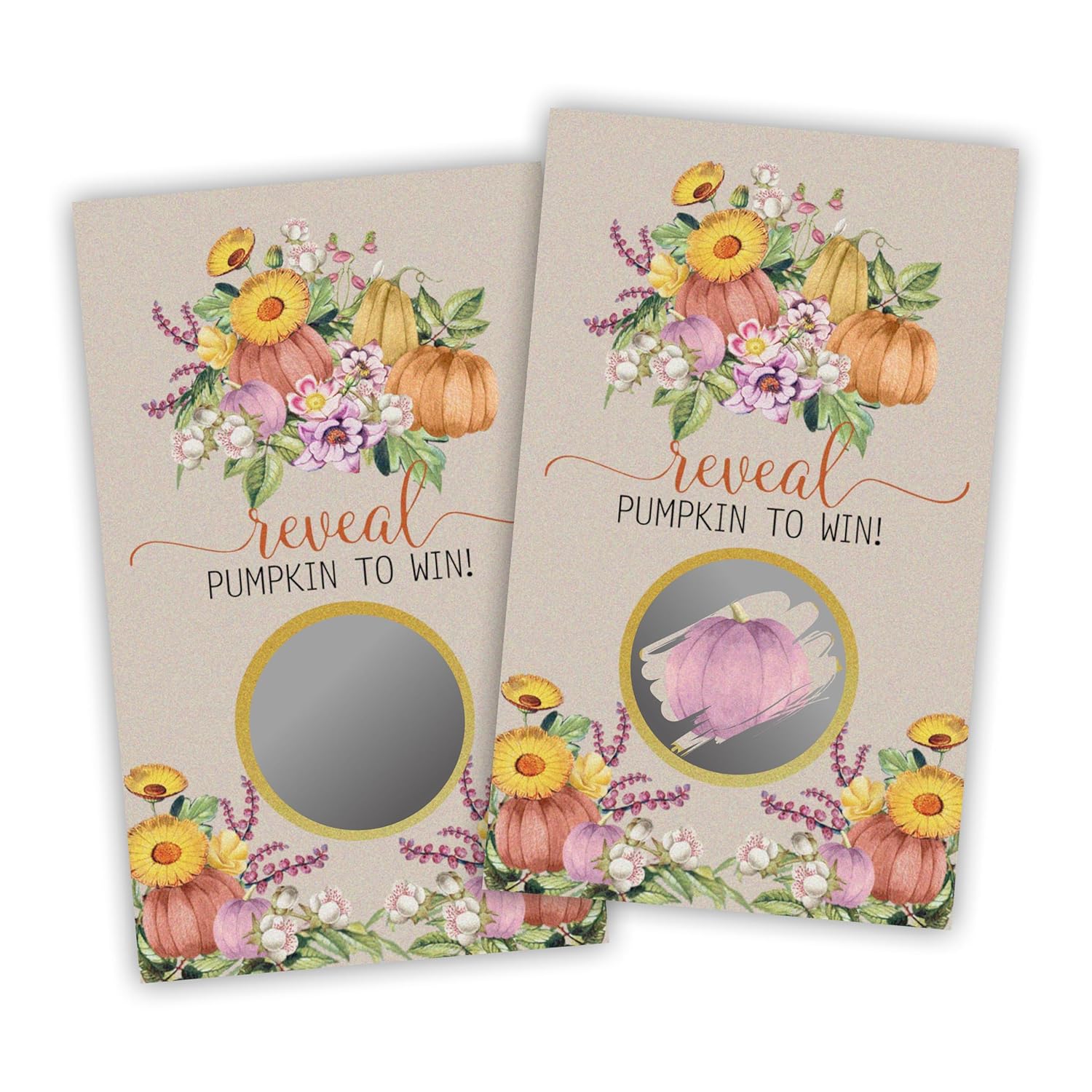 3.5" X 2.1" Pumpkin Themed Scratch Cards - 40 Halloween Pumpkin Decorations And Fall Harvest Game Cards - Rustic Wedding Parties, Halloween Parties, Fall Bridal Showers And Raffles - A05