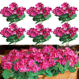 6Pcs Artificial Geranium Bush Decorative Silk Flower Artificial Plant For Outdoors Or Indoor (Wine Red)