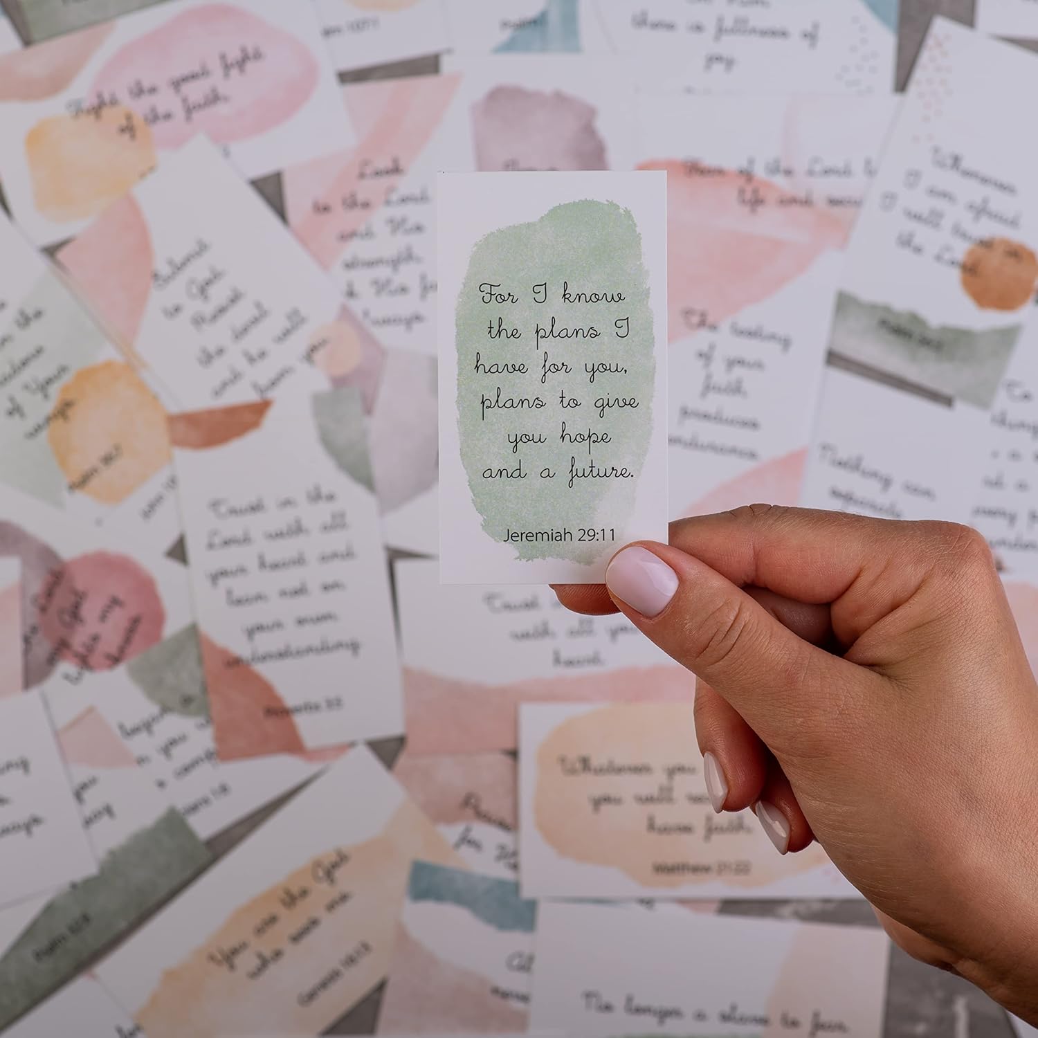 Inspirational Prayer Cards, 60 Unique Bible Verse Assorted Mini Scripture Encouragement Motivational Christian Gifts (Watercolor)