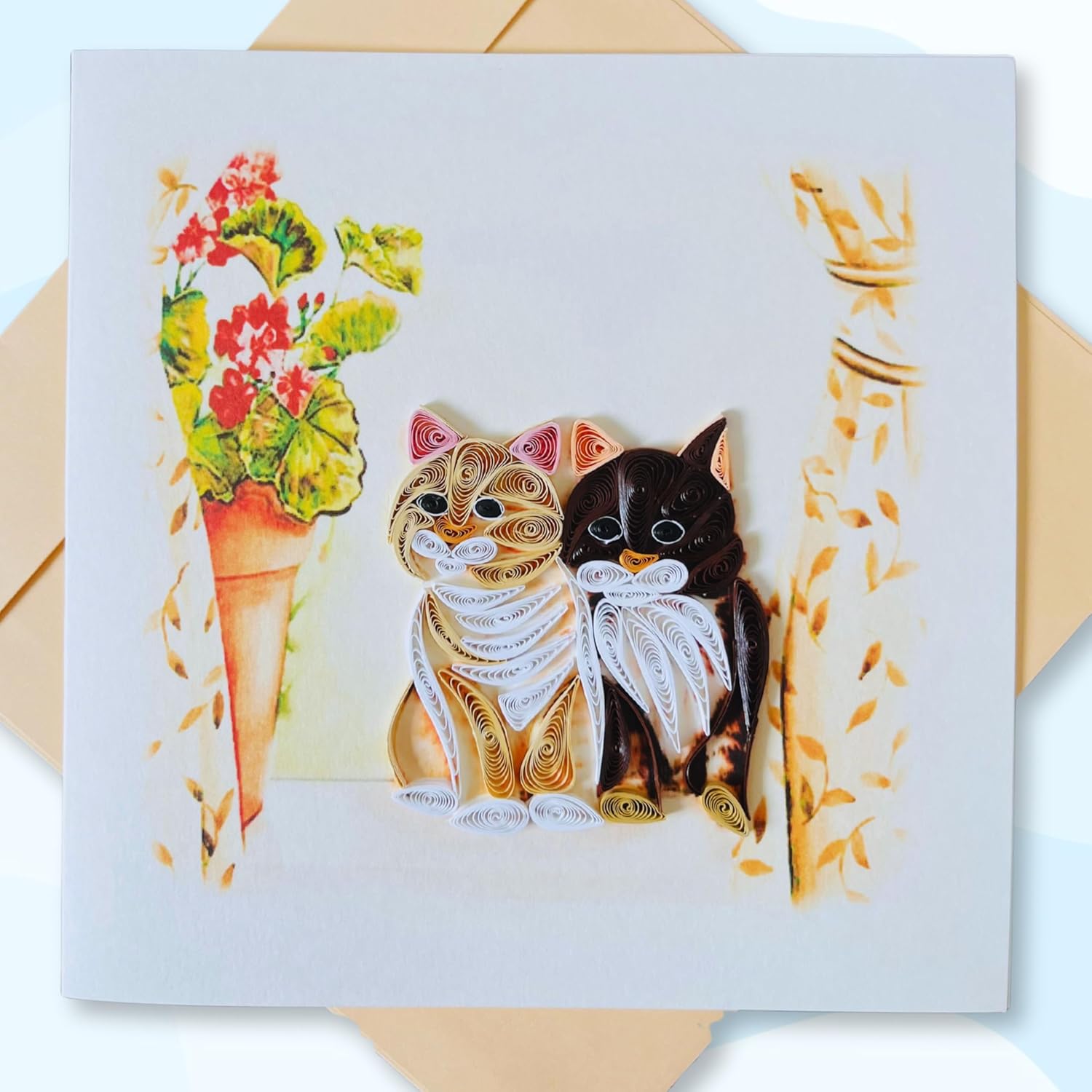 Quilling Cards, Handmade Card, Quilled Cards With Dedicated Paper, Quilling Birthday Cards For Women Or All Occasions: Mother'S Day, Father'S Day, Birthday... Two Cats