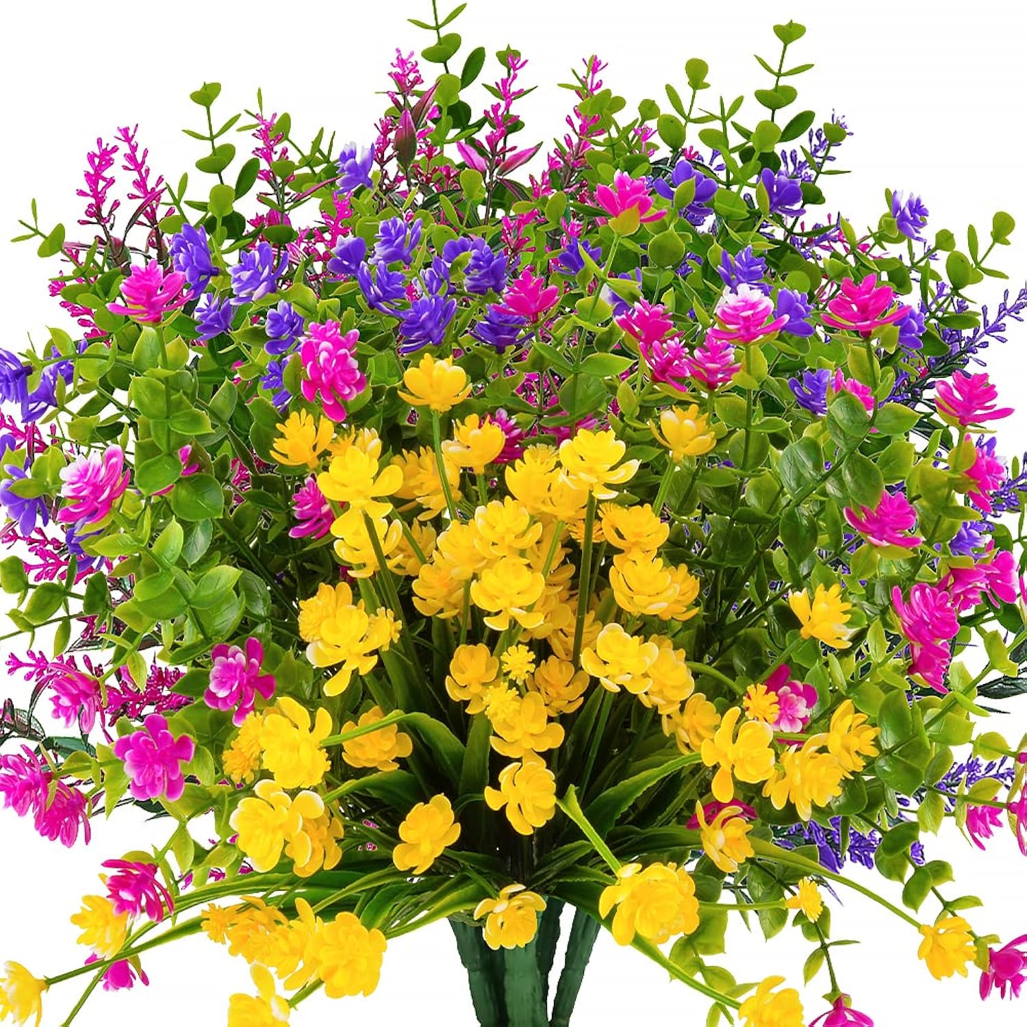 12 Bundles Outdoor Artificial Fake Flowers Uv Resistant No Fade Boxwood Faux Plastic Shrubs Plants For Garden Patio Porch Window Box Home Wedding Farmhouse Hanging Décor
