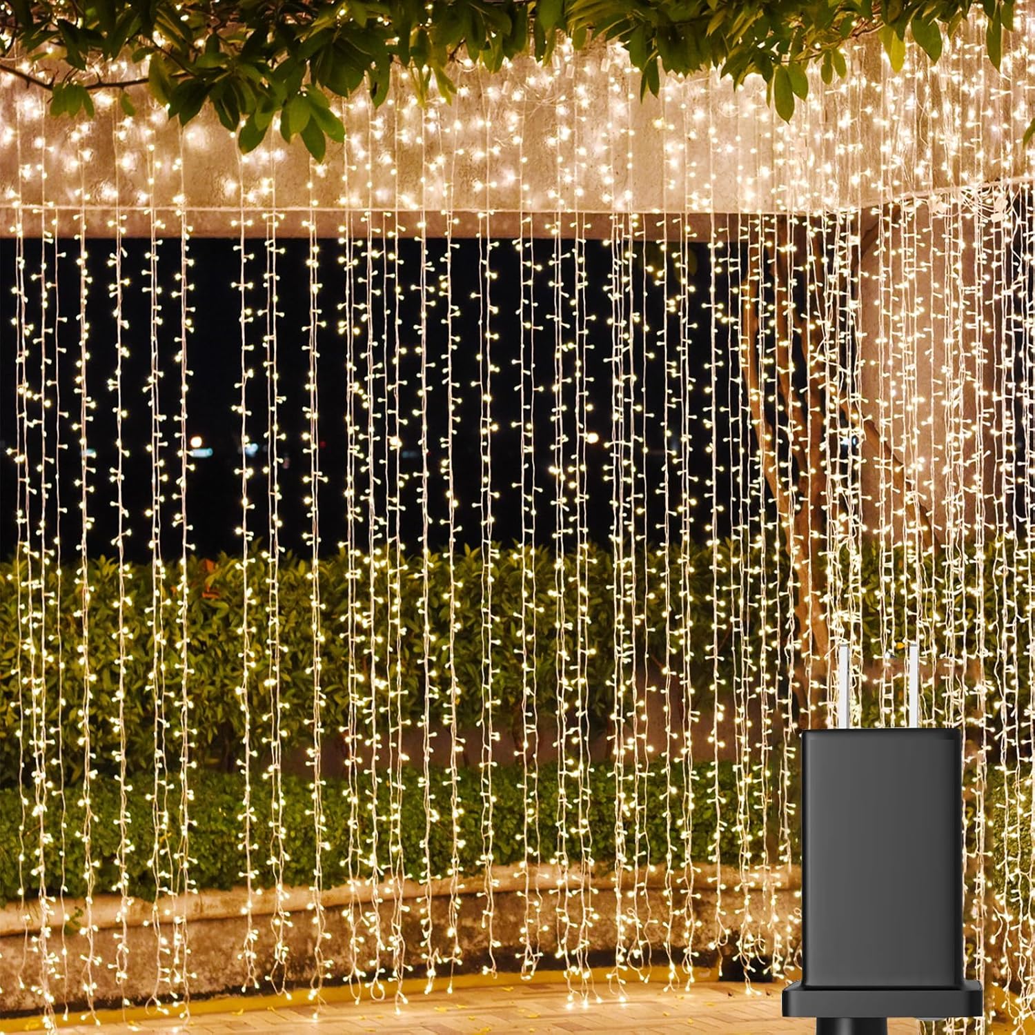 Led Curtain Lights Outdoor 40Ft X10Ft, 800 Led Plug In Hanging String Lights Indoor, Twinkle Lights Backdrop For Outside Backyard Patio Wedding Décor, Warm White (Not Connectable)