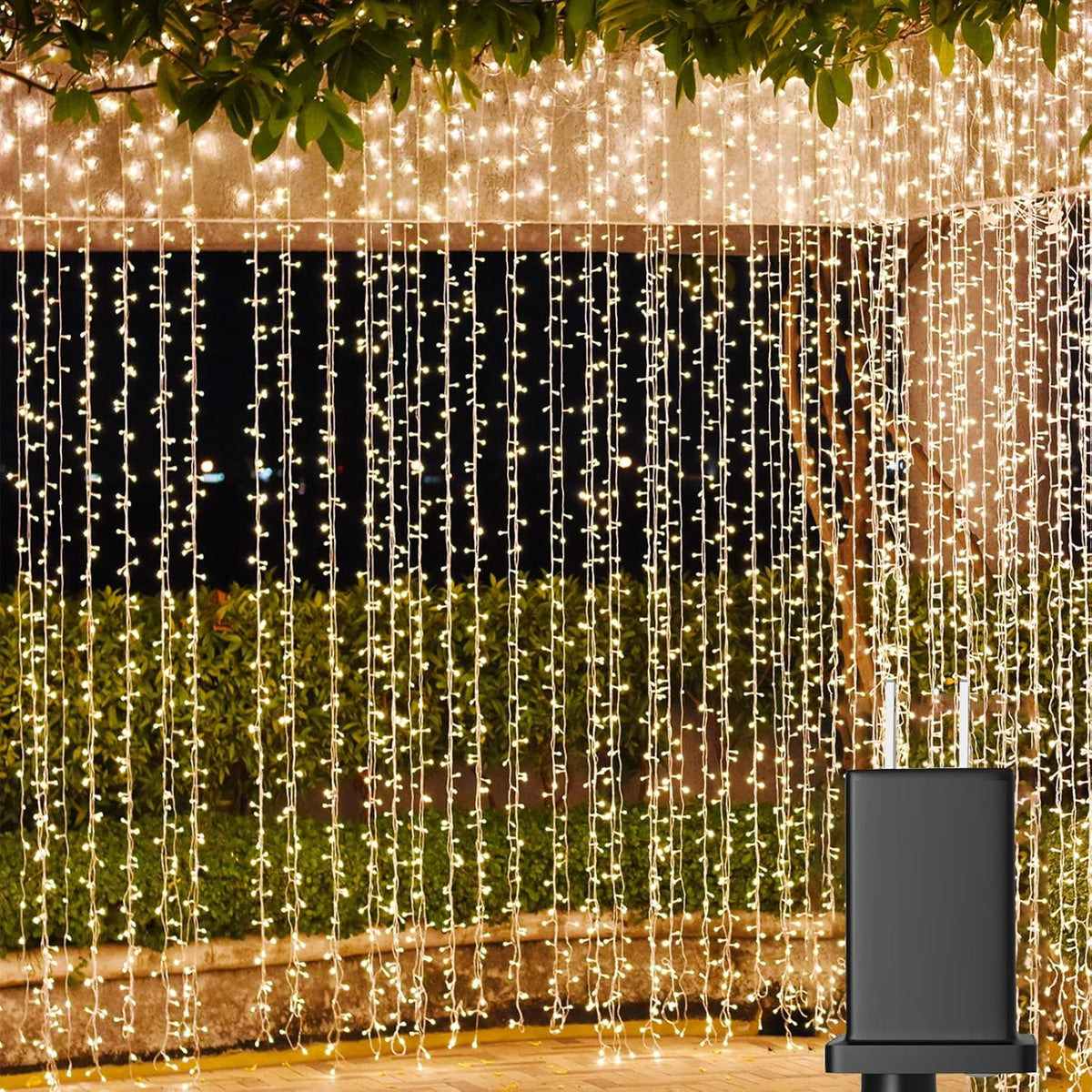 Led Curtain Lights Outdoor 40Ft X10Ft, 800 Led Plug In Hanging String Lights Indoor, Twinkle Lights Backdrop For Outside Backyard Patio Wedding Décor, Warm White (Not Connectable)