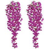 2 Pcs Bougainvillea Artificial Hanging Flowers Bouquet 49.6In Faux Triangle Plum Blooming Bugambilias Plants For Home Garden Party Indoor Outdoor Wedding Arrangement Decoration (Pure Purple)