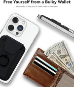 3-in-1 Magnetic Wallet with Ring Stand & Privacy Flap for iPhone 15/14/13/12 - Black