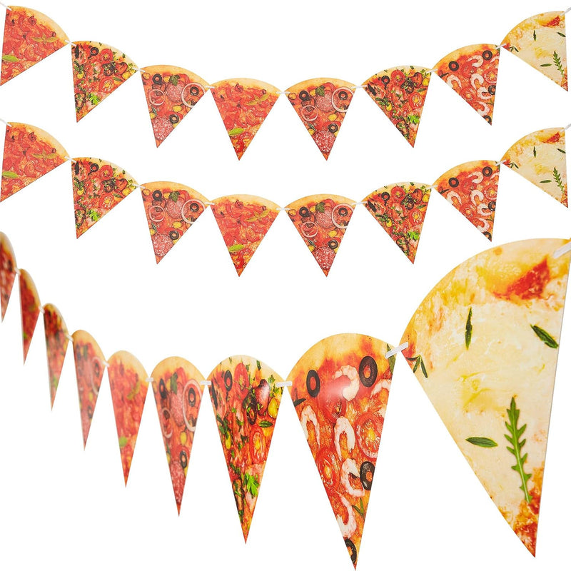 4 Pieces Pizza Photo Banner Pizza Pennant Pizza Party Theme Decoration