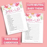 Floral Baby Shower Word Scramble Game Cards - 25 Pack - Rustic Prize Game For Baby Showers - Fun Unscramble Activity - Cute Guest Party Game Ideas