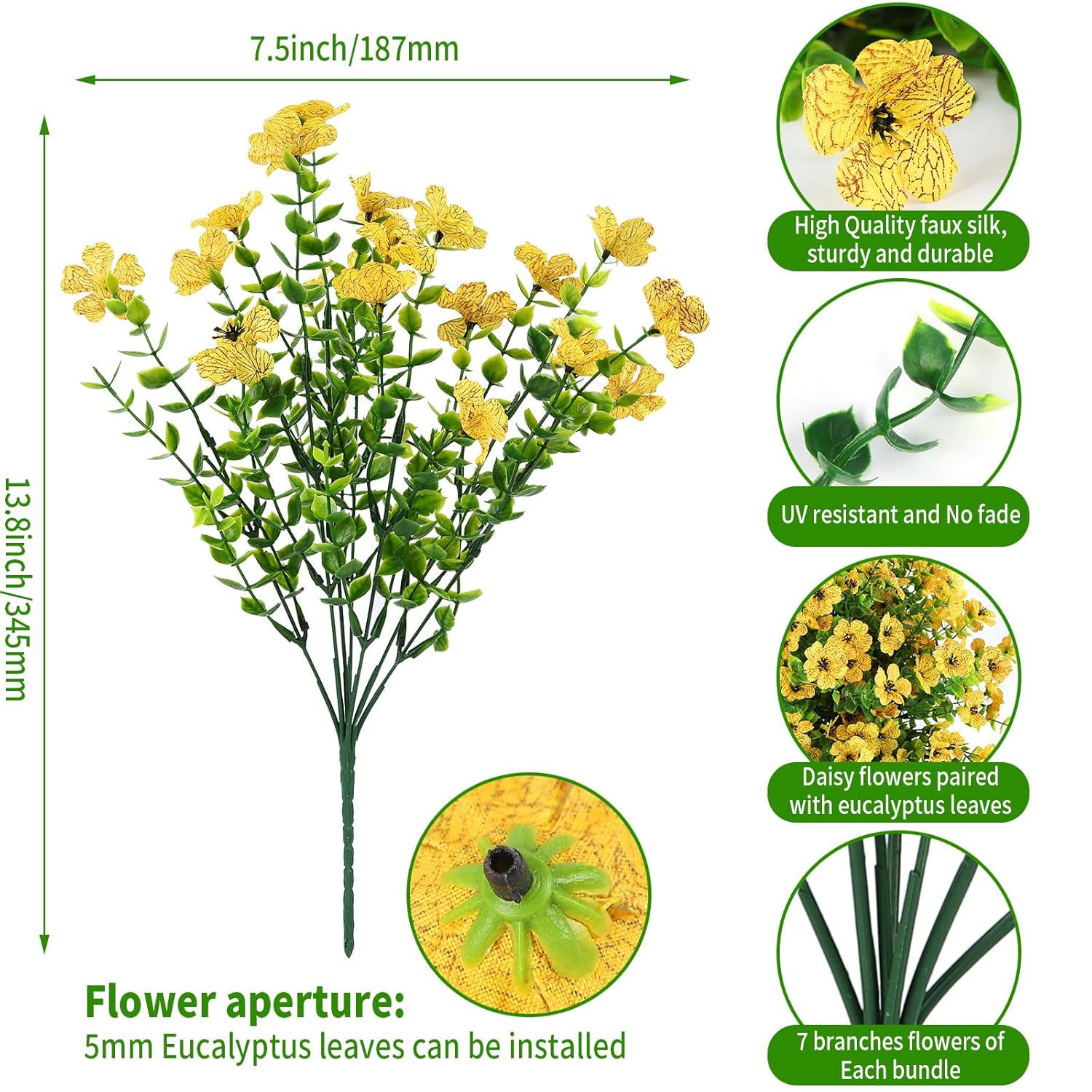 12Pcs Violet Artificial Flowers With 21 Replaceable Flower Heads - No Fade Fake Flowers, Realistic Uv Resistant Faux Flowers For Home Decor, Wedding, Outdoor Patio & Diy Arrangements (Yellow/Pink)