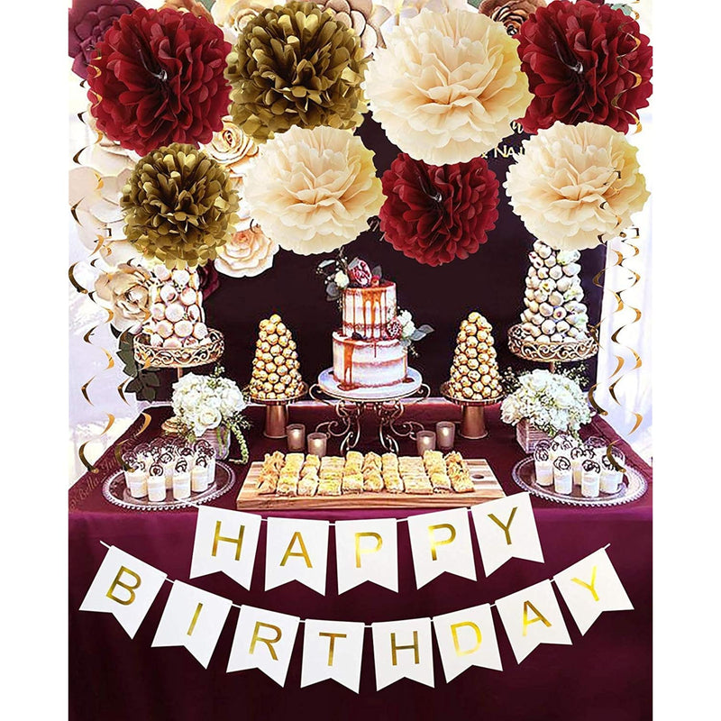 Burgundy Gold Birthday Party Decorations Burgundy Champagne Gold Tissu