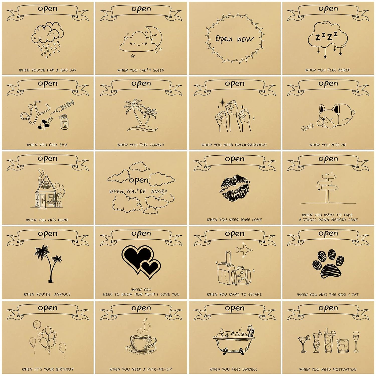 20 Pieces Open When Envelopes Going Away Envelopes Gifts, Romantic Long Distance Relationship Gifts, Leaving Home, Graduation Presents, Girlfriend, Boyfriend, Open When Presents(Cute)