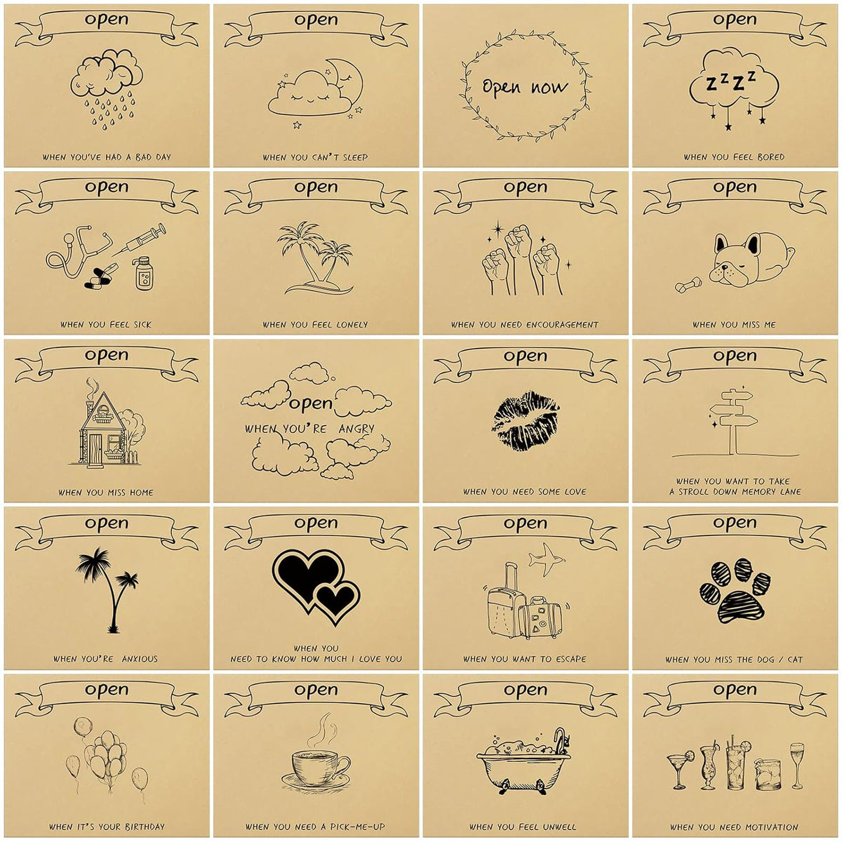 20 Pieces Open When Envelopes Going Away Envelopes Gifts, Romantic Long Distance Relationship Gifts, Leaving Home, Graduation Presents, Girlfriend, Boyfriend, Open When Presents(Cute)