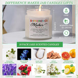 10 Pcs Difference Maker Gifts For Women Soy Wax Scented Glass Jar Candles 3.5 Oz Scented Candle Thank You Teacher Appreciation Gifts For Coworkers, Leader, Boss Lady, Nurse, 10 Fragrance