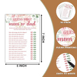 Baby Shower Game Set - Who Mom Or Dad Gender Reveal Party Decor Supply - Floral Greenery Baby Shower Games & Activities - Blush Pink Game Pack For Boys And Girls - 30 Game Cards(C04)