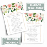 Graceful Floral Bridal Shower Games - 25 Cards - Would She Rather - Elegant Pink Floral Design For Bridal Showers, Wedding Receptions & Birthday Activities - 5X7 Pack Who Knows The Bride Best