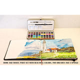 Eg Liberty 50 Color Solid Watercolor Paint Set, Professional Artist Watercolors, Metal Tin Travel Kit With Brushes And Mixing Palette