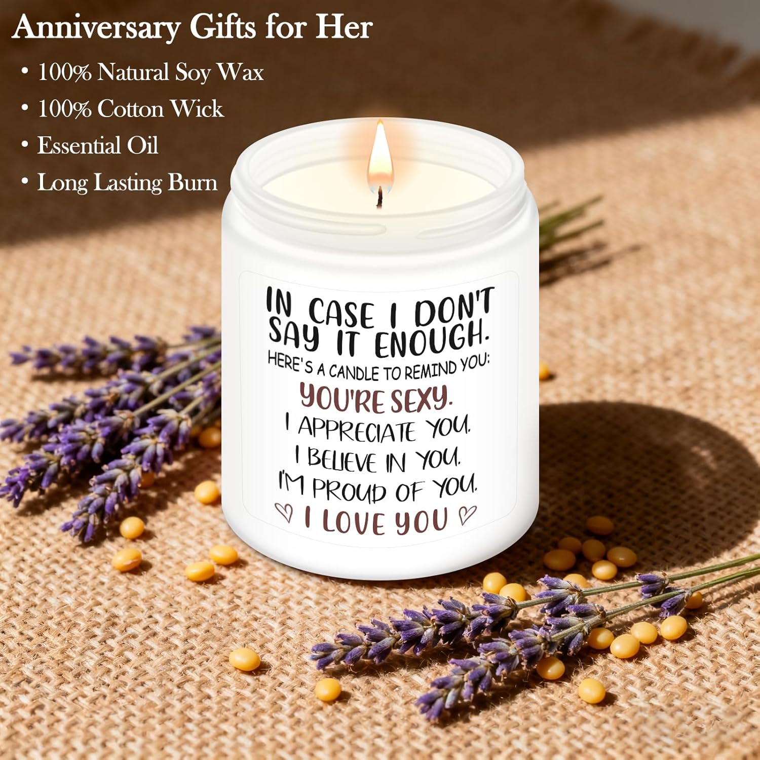 Valentines Day Gifts For Her, Anniversary Wedding Birthday Romantic Valentines Gifts For Girlfriend, Wife, Women, Unique Valentine Girlfriend Gift, Soy Wax Lavender Scented Candle