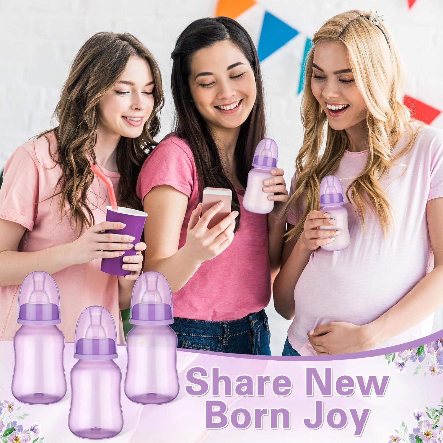 30 Pcs Baby Shower Favors Party Bottle Chug Game Mini Bottles Gift Sets For Gender Reveal Birthday Party Supplies Gift (Purple)