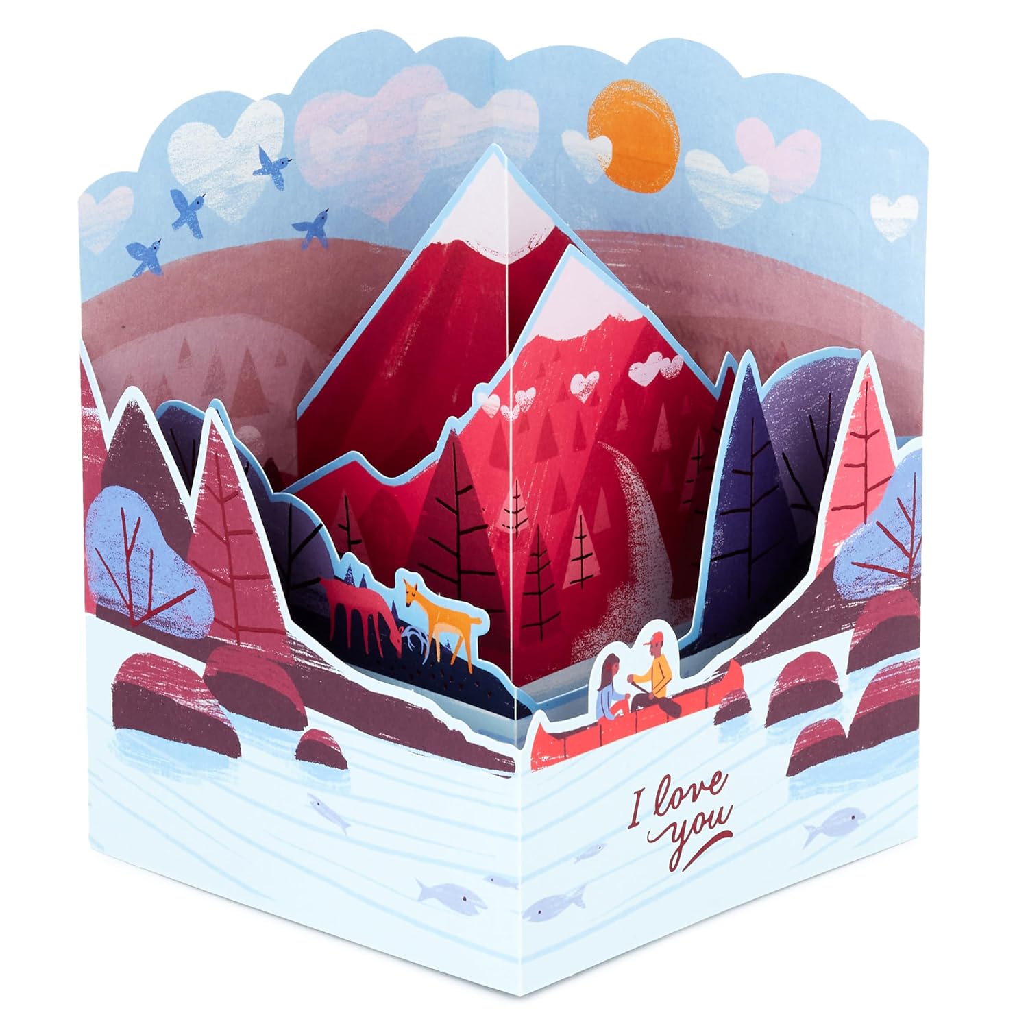 Hallmark Valentines Day Pop Up Card (Mountain Lake) Paper Wonder 3D Card for Husband, Wife, Boyfriend, Girlfriend