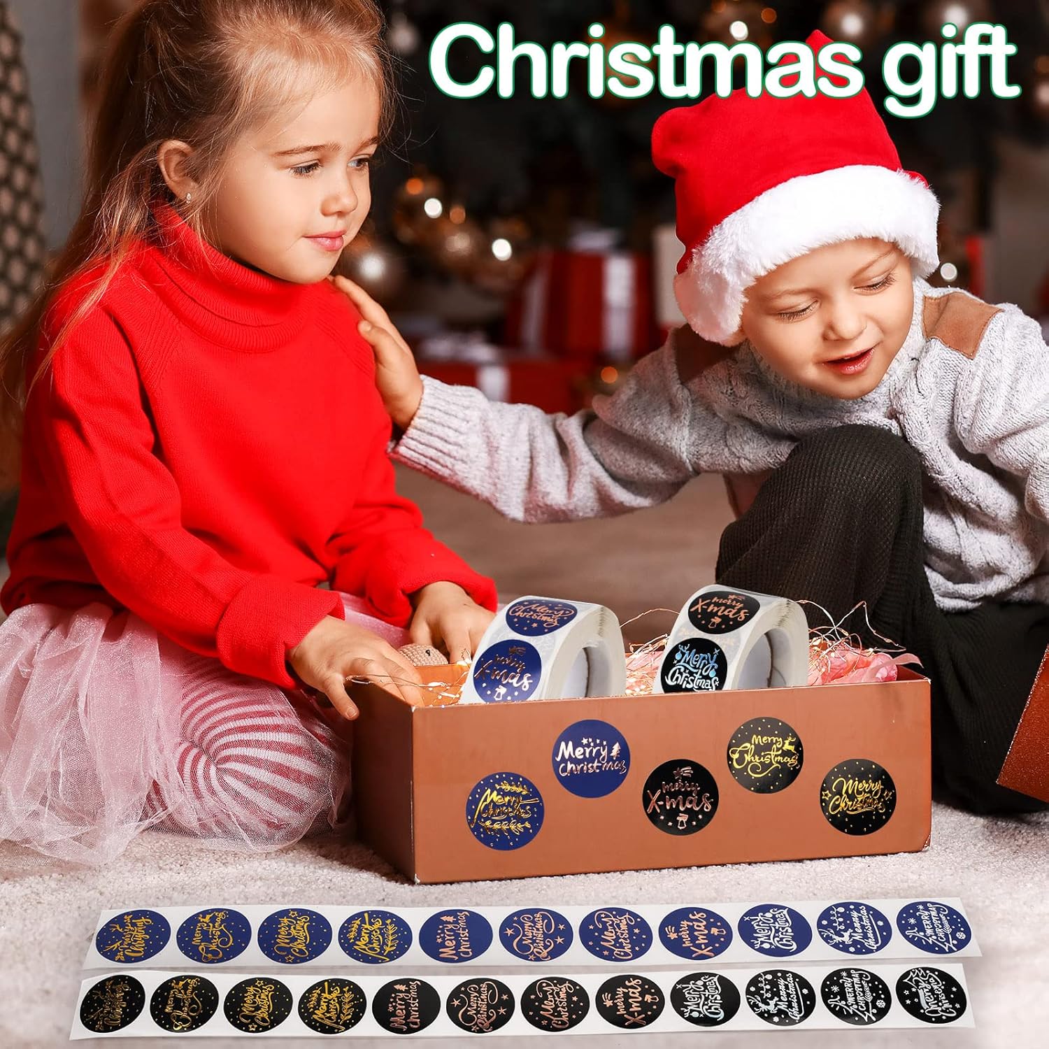 1000 Pieces Christmas Stickers,Round Seal Label Stickers For Cards Gift Envelopes Boxes Party Decoration (1'' And 2 Rolls)
