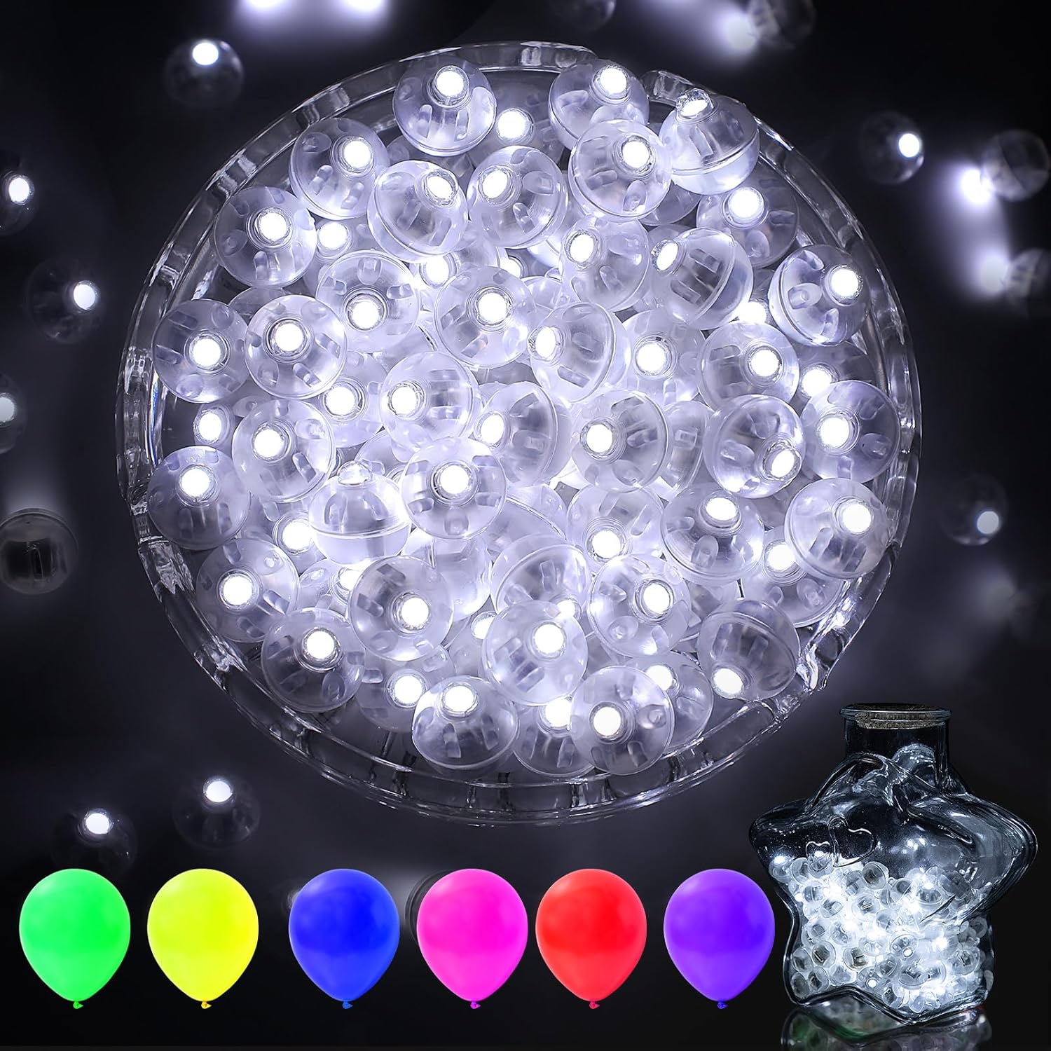 100Pcs Led Balloon Lights, Cool White Mini Round Balls Lights,Waterproof Tiny Party Lamps For Balloon Paper Lantern East