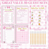 321 Pcs Pink Baby Shower Games For Girl 5 Games Baby Shower Bingo Word Scramble Description And Well Wishes The Price Is Right Guess Who Mom Or Daddy Don'T Say The Word Clothespin Pencil