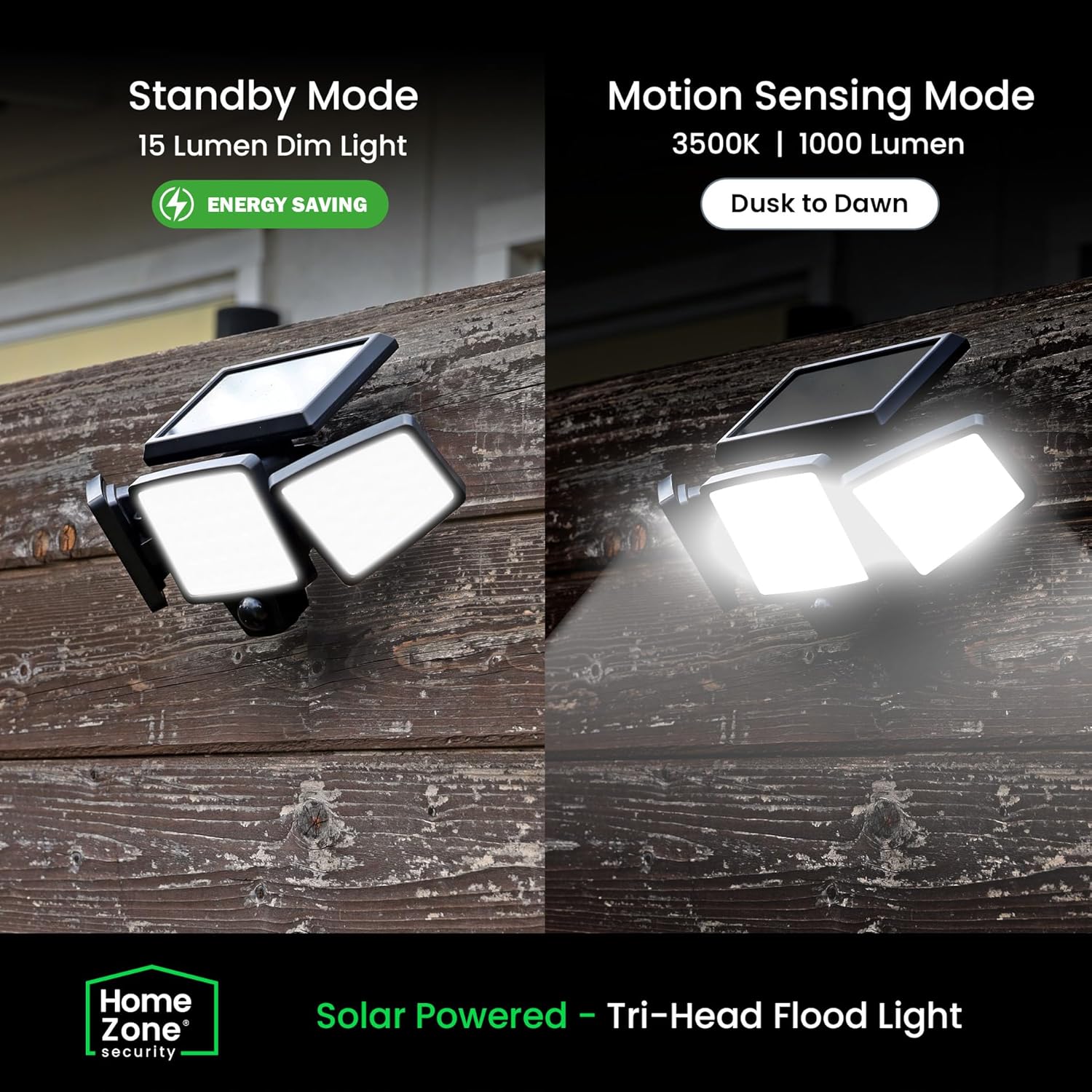 Security 2 Packs Solar Flood Lights Outdoor Motion Sensor 120 Degrees Wide Angle, Waterproof Powered For Garden Yard Pathway, 3500K Warm White 1000 Lumens, Adjustable Triple Head No Wiring