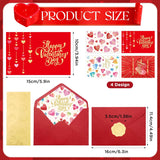 24 Pack Valentine'S Day Cards With Envelopes & Stickers, Gold Foil Romantic Love Greeting Cards Happy Heart Day Blank Note Card For Couples, Wife, Girlfriend