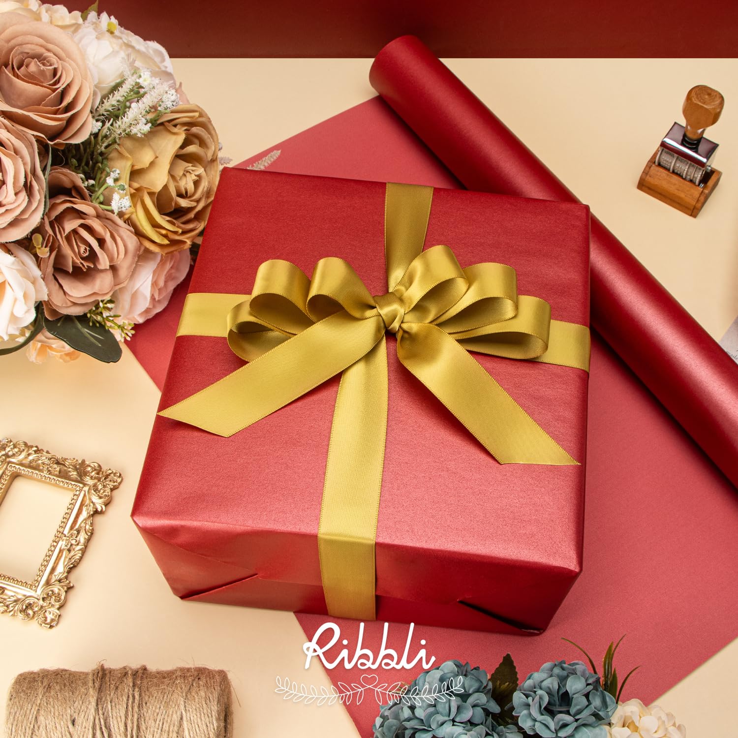 Valentines Day Wrapping Paper Red Solid Pearly-Lustre Gift Wrapping Paper Perfect For Birthday, Christmas, Baby Shower, Wedding, Bouquet-17 Inches X 33 Feet