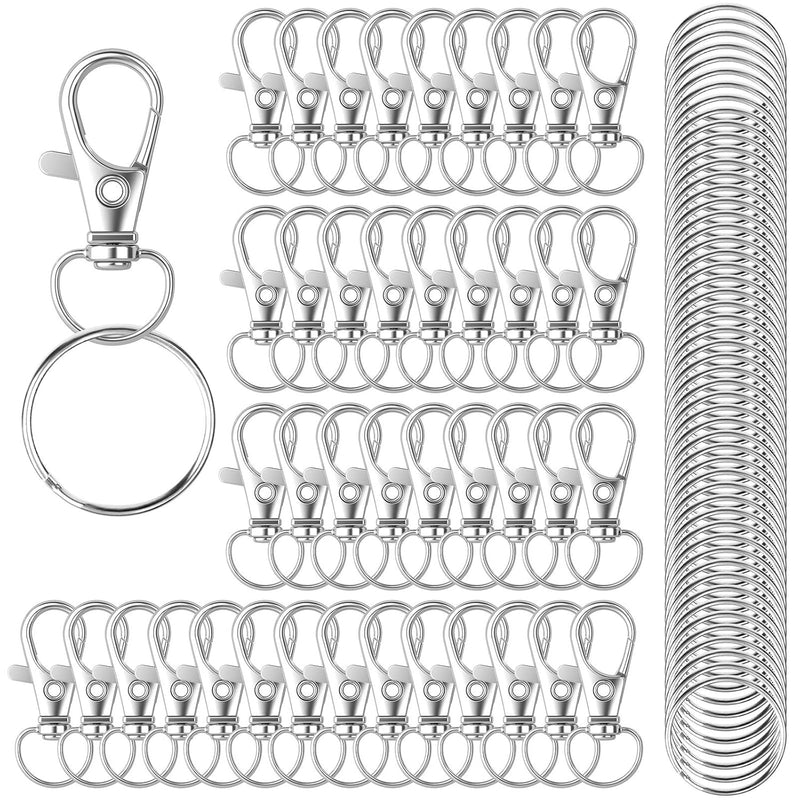 100Pcs Keychain Hooks With Key Rings,.Metal Swivel Lobster Claw Clasps, For Ke