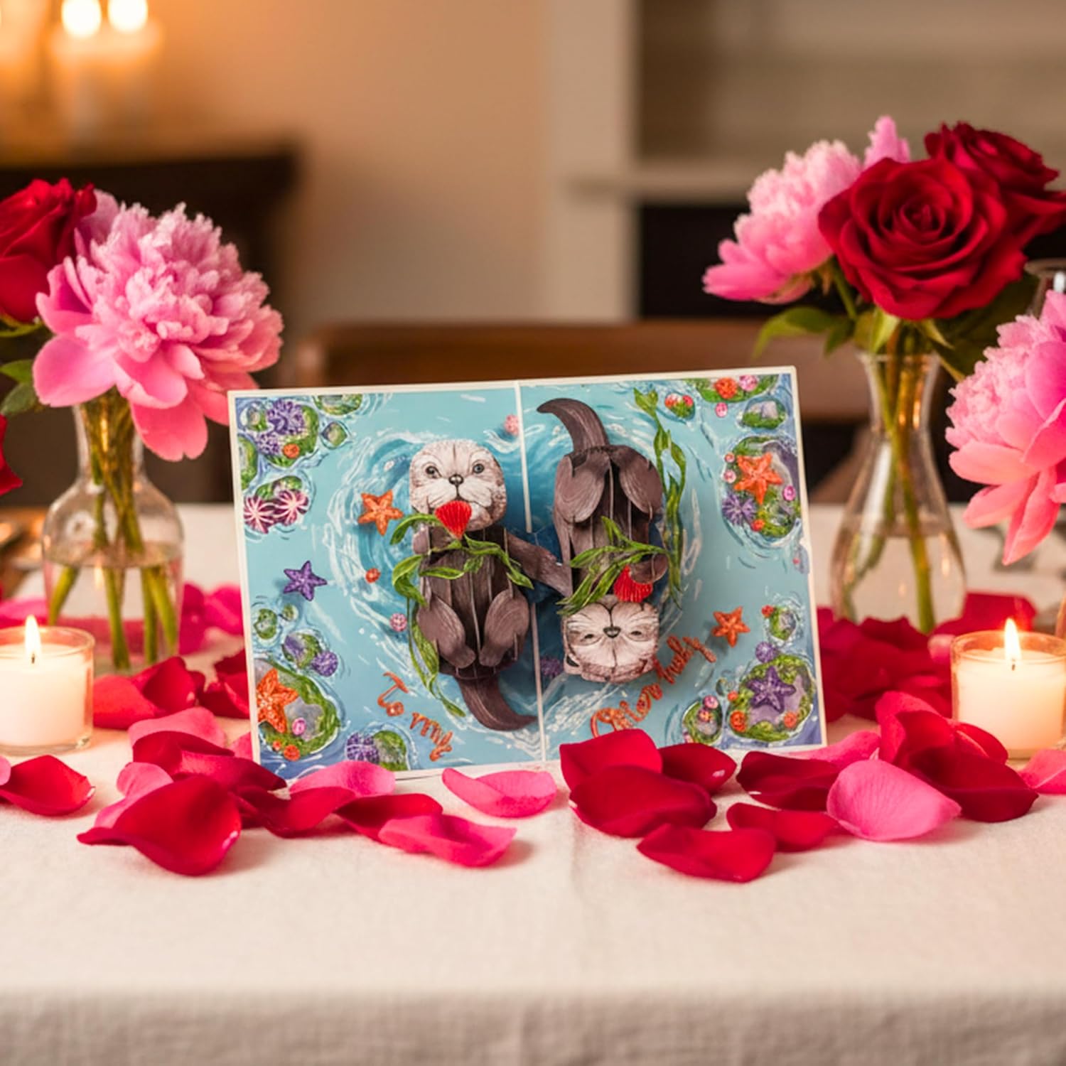 - Pop Up Valentines Card, Otter Couple Valentines Day Card For Wife, Husband, Him, Her, Girlfriend, Boyfriend, Adults | 6X8 In 3D Funny Valentine Cards Pop Up, Anniversary Cards With Envelope