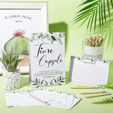61 Pcs Time Capsule First Birthday Greenery Baby Shower Games Time Capsule Sign For 1St Birthday Party Games With 50 Message Cards 10 Pencils For Baby Shower Guests Keepsake Activities