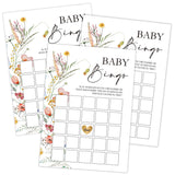 Boho Wildflower Baby Bingo Game, Baby Shower Games, Pack Of 30 Game Cards, Gender Neutral Boy Or Girl - Fa08