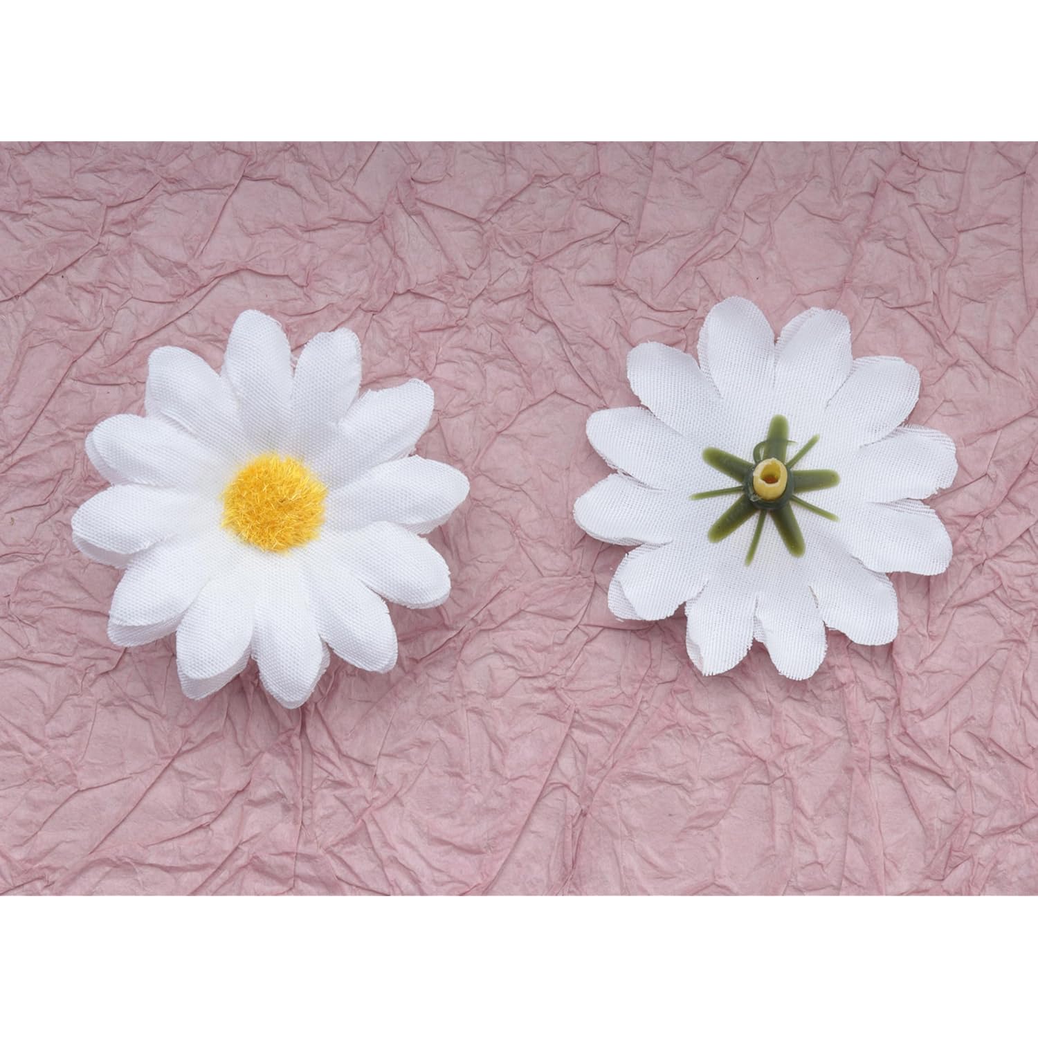 50 Pcs Daisy Flower Head 4 Cm Artificial Chrysanthemum Silk Sunflowers For Wedding Bride Party Home Diy Crafting Decoration (White)