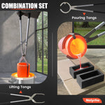 #6 (13.2Lbs-6Kg) Crucible Tongs Set With Lifting Tongs, Pouring Tongs And 2 Graphite Crucibles For Casting And Melting Metal