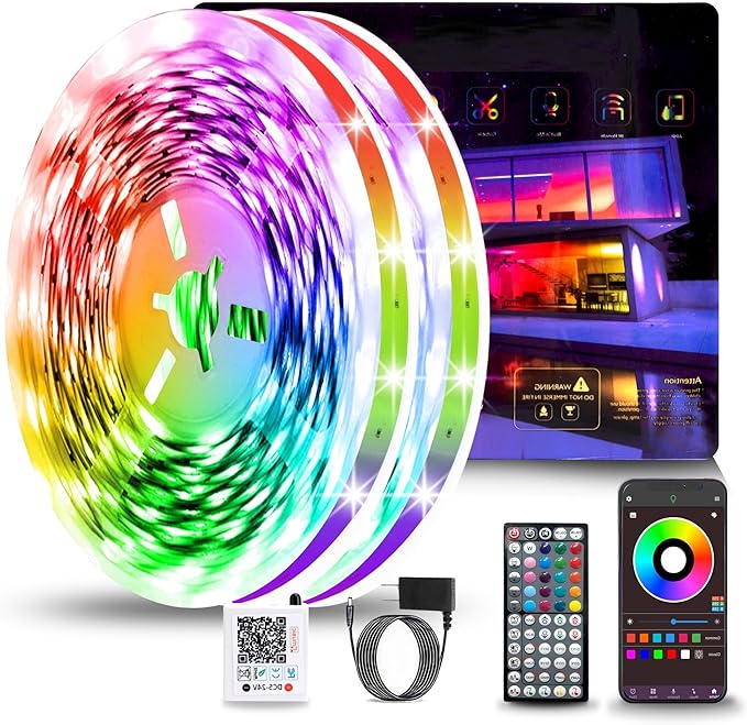 300FT RGB LED Strip Lights Music Sync Bluetooth App & Remote Control Bedroom Lights