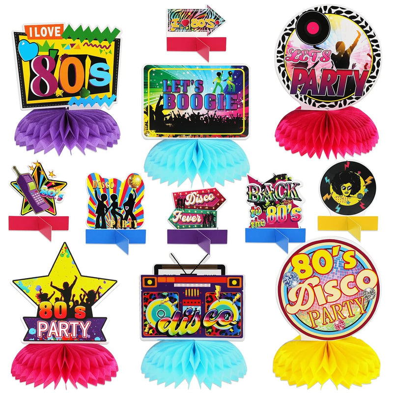 80S 90S Party Decorations 12 Pcs 80S Party Honeycomb Centerpieces, 80'