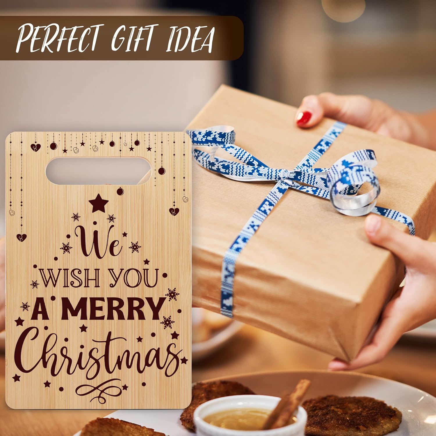 Christmas Cutting Board,Holiday Charcuterie Board, Christmas Kitchen Decorations, Gifts For Women Nana Mom Friends, Merry Christmas Bamboo Chopping Board, Kitchen Cooking Decor Favors -30