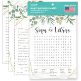 20 Greenery Juegos Para Baby Shower En Española-Juegos De Baby Shower, Hilarious Games In Spanish, Bingo Española, Quien Conoce Mas A Mama