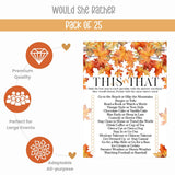 Fall In Love Bridal Shower Games – 25 Pack, Premium Quality 5X7 Cards, Fun Wedding Would She Rather Activity, Perfect For Rehearsal, Couples, Birthdays, And This Or That Party Game