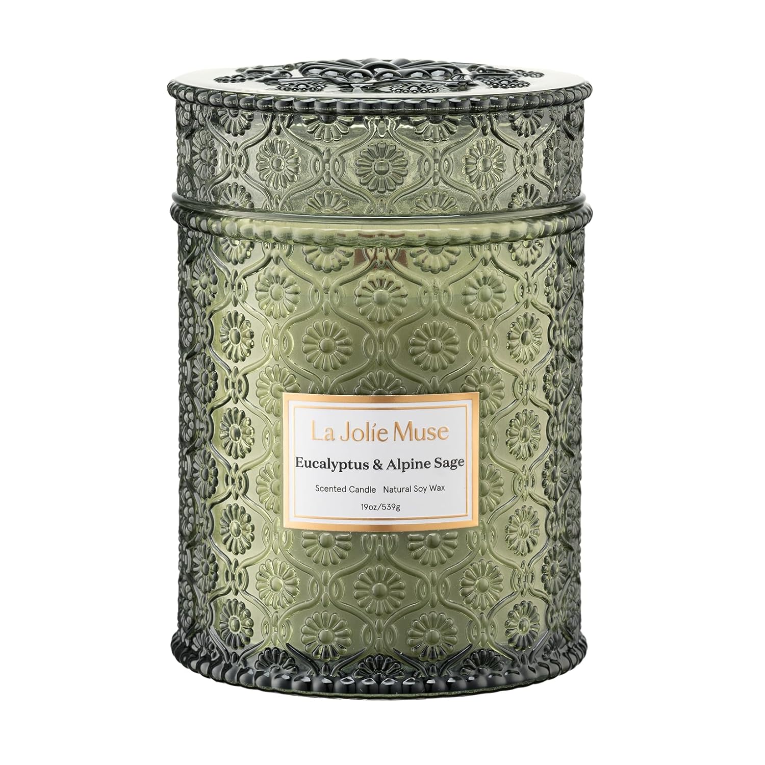 Eucalyptus & Alpine Sage | Eucalyptus, Lavender & Sage Candle For Home Cleansing | 19 Oz Wooden Wick | Natural Soy Wax | 90 Hours Burn | Candle For Relaxation