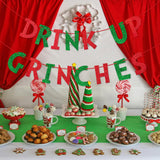 Drink Up Christmas Decorations Red Green Glittery Christmas Banner Xmas Garland Banners Winter Holiday Garland Photo Props Banners Christma Party Decorations For Xmas Backdrop Decorations