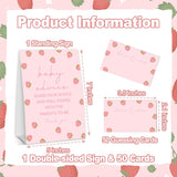 Baby Shower Games For Girl, Strawberry Advice Cards For Parents To Be, 1 Standing Sign With 50 Advice Cards For Gender Reveal Party Decorations Supplies Announcement - A01