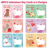 48 Pcs Mini Valentines Cards For Kids Valentine'S Day Classroom Exchange Kids Greeting Cards Children'S Valentine'S Day Dog Greeting Card Assortment Bulk Valentines Cards For Kid Party Favor