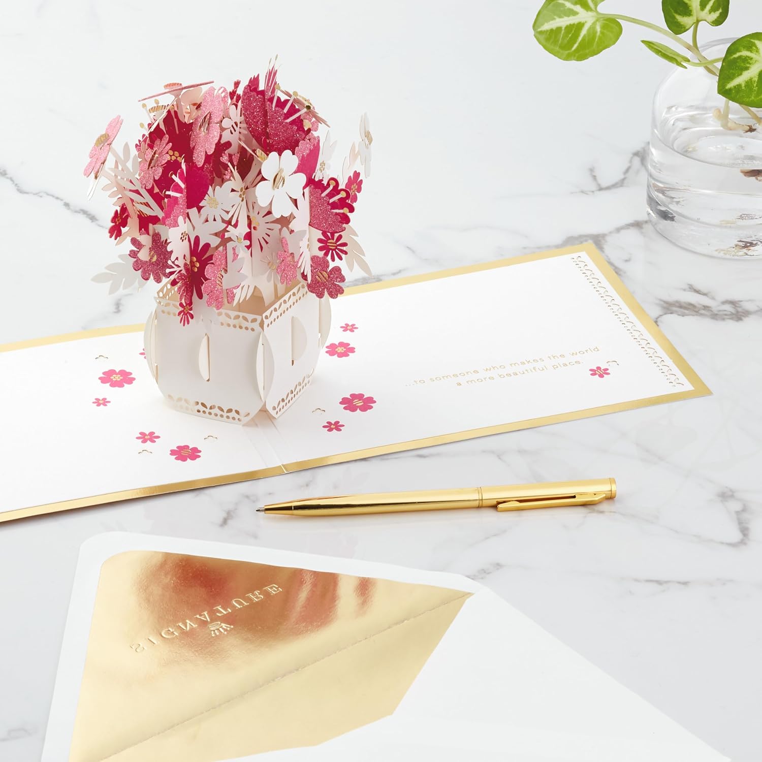 Hallmark Signature Paper Wonder Pop Up Mothers Day Card (Flowers in Vase, Make the World More Beautiful)